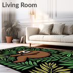 Brown Sloth Amidst Green Palm Fronds Rug