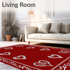 Crimson White Heart Border Rug