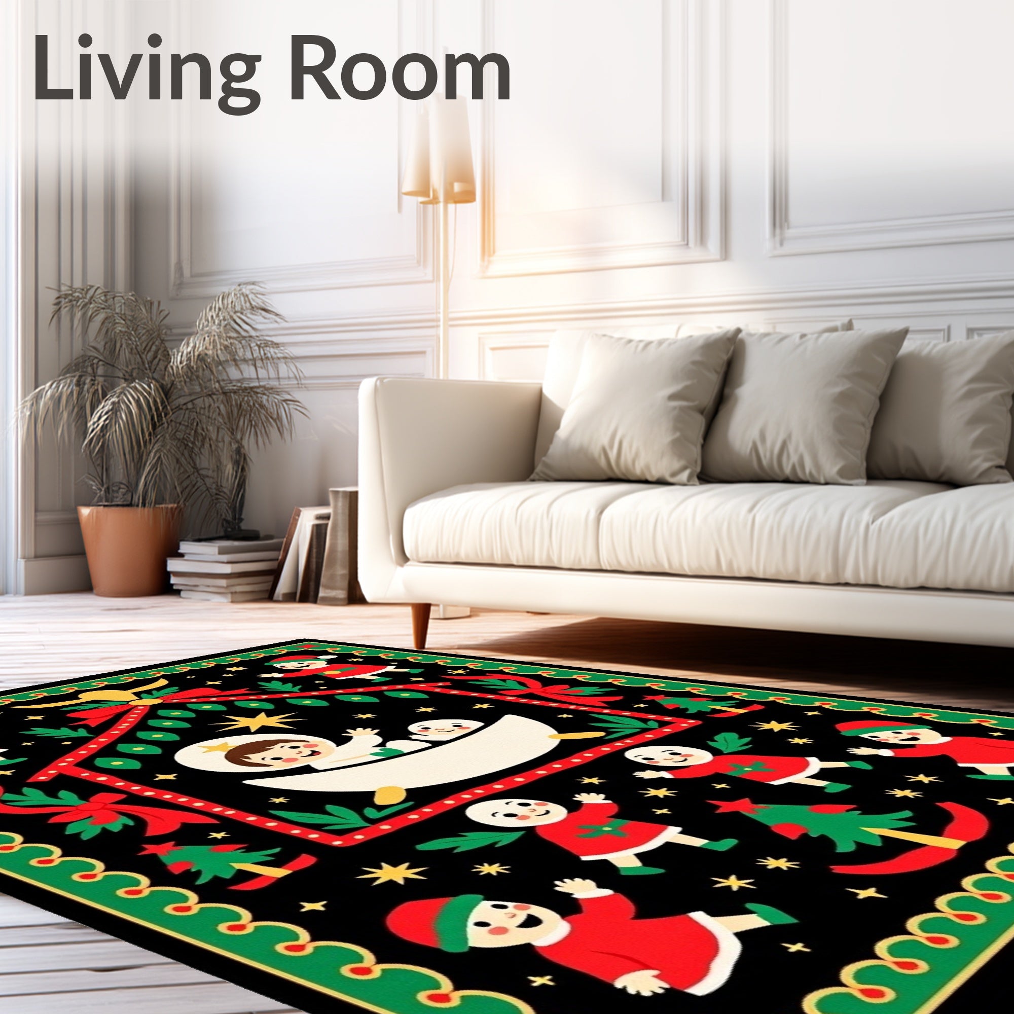 Whimsical Christmas Nativity Scene Rug