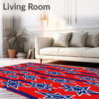 Red Blue Exploding Star Geometric Rug