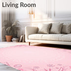 Whimsical Pink Floral Swirls Rug