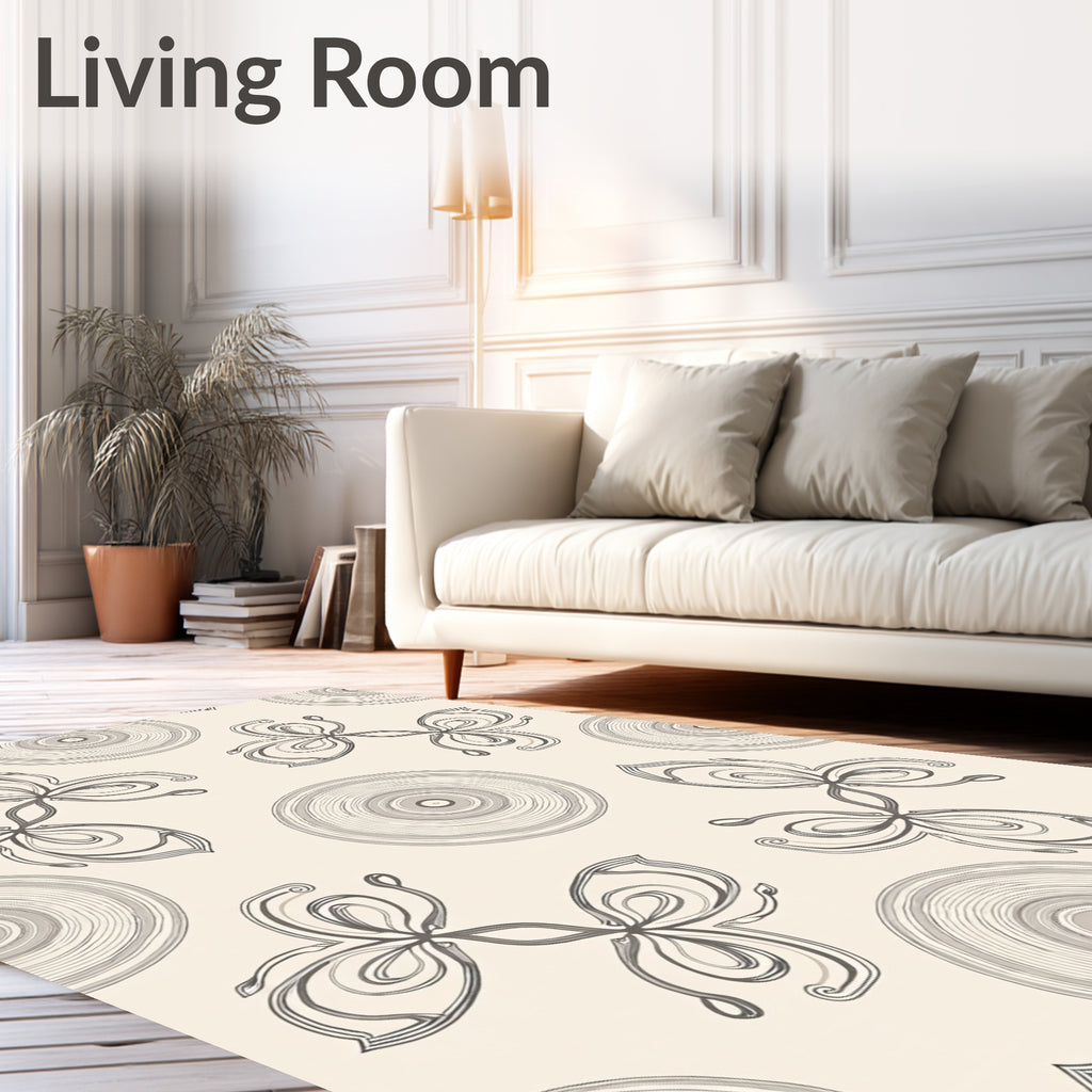 Gray Floral Medallion Swirl Rug