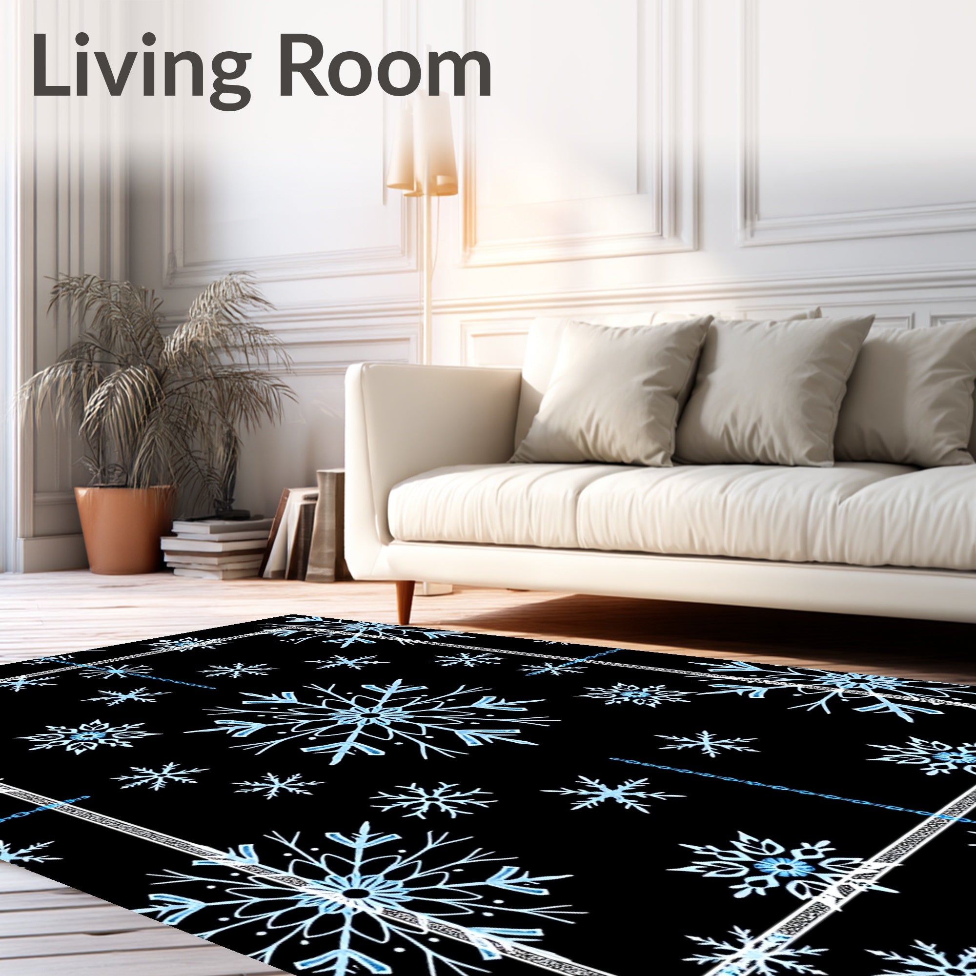 Blue Snowflake Winter Wonderland Rug