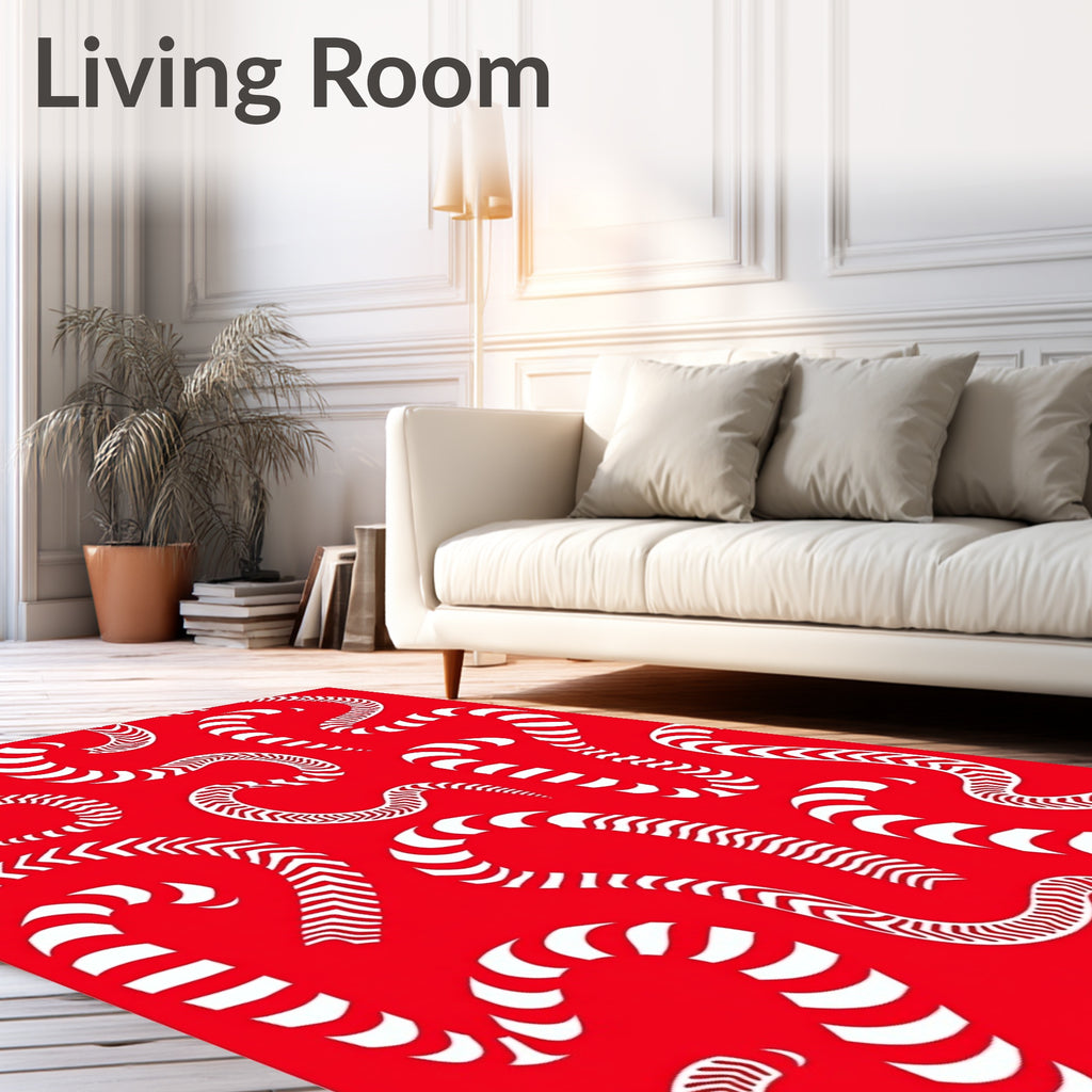 Crimson White Wavy Serpent Collection Rug