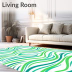 Jade And Emerald Wavy Stripes Rug