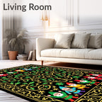 Enchanted Garden Gnomes Floral Border Rug