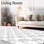 Delicate Gray Floral Swirl Arrangement Rug