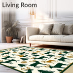 Forest Green Majestic Deer Woodland Scene Rug