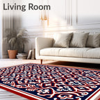 Deep Blue Crimson Arabesque Rug