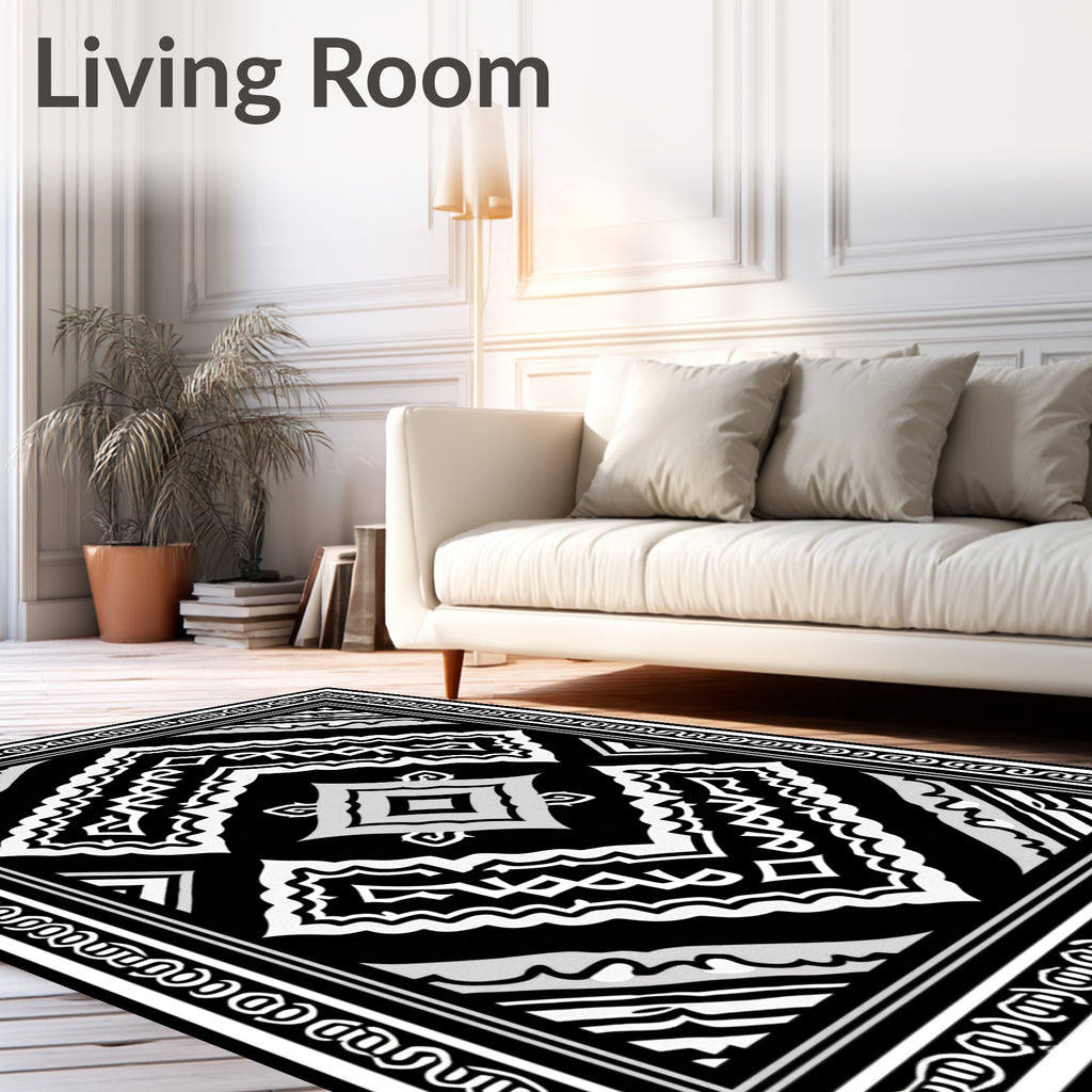 Monochromatic Intricate Tribal Diamond Rug