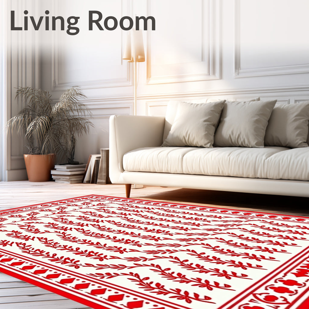 Crimson Vine Botanical Repeat Rug