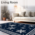 Deep Blue Snow Flurry Medallion Rug