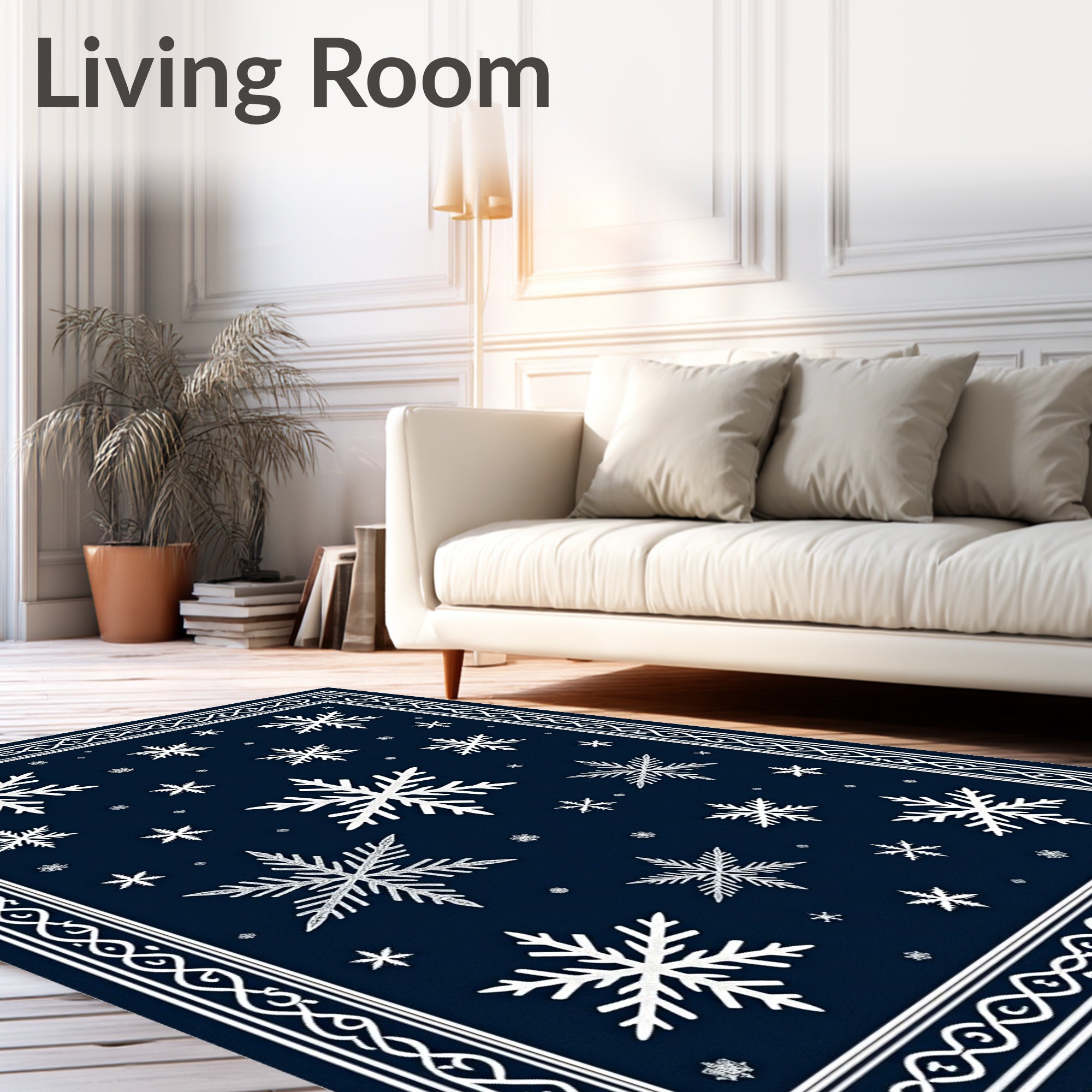 Deep Blue Snow Flurry Medallion Rug