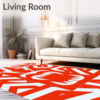 Fierce Red Fang Face Geometric Rug