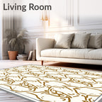 Golden Brown Interlocking Arabesque Fabric Rug