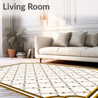 Vintage Cream Geometric Lattice Rug