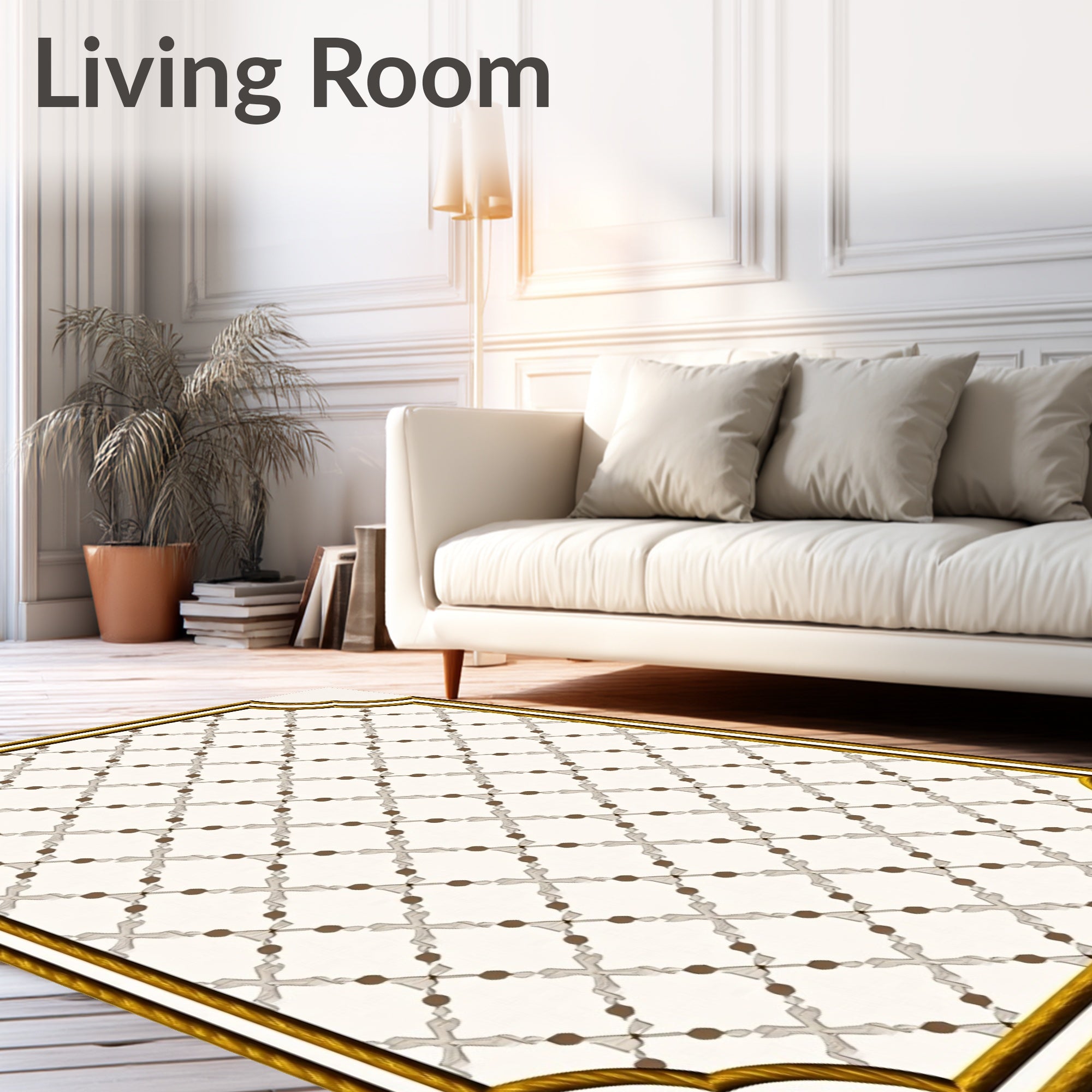 Vintage Cream Geometric Lattice Rug