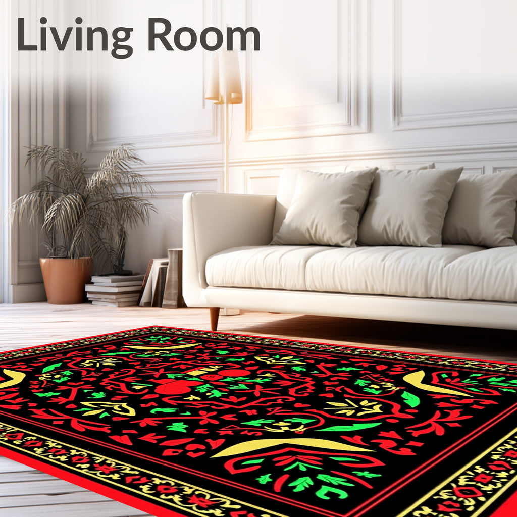 Bold Red Tractor Floral Accent Rug