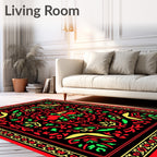 Bold Red Tractor Floral Accent Rug