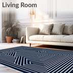 Indigo White Linear Pathway Rug