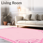 Pink Floral Corner Scroll Frame Rug