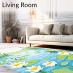 Serene Pond Lily Frog Landscape Rug