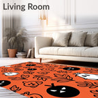 Spooky Orange Halloween Ghost Pumpkin Collection Rug