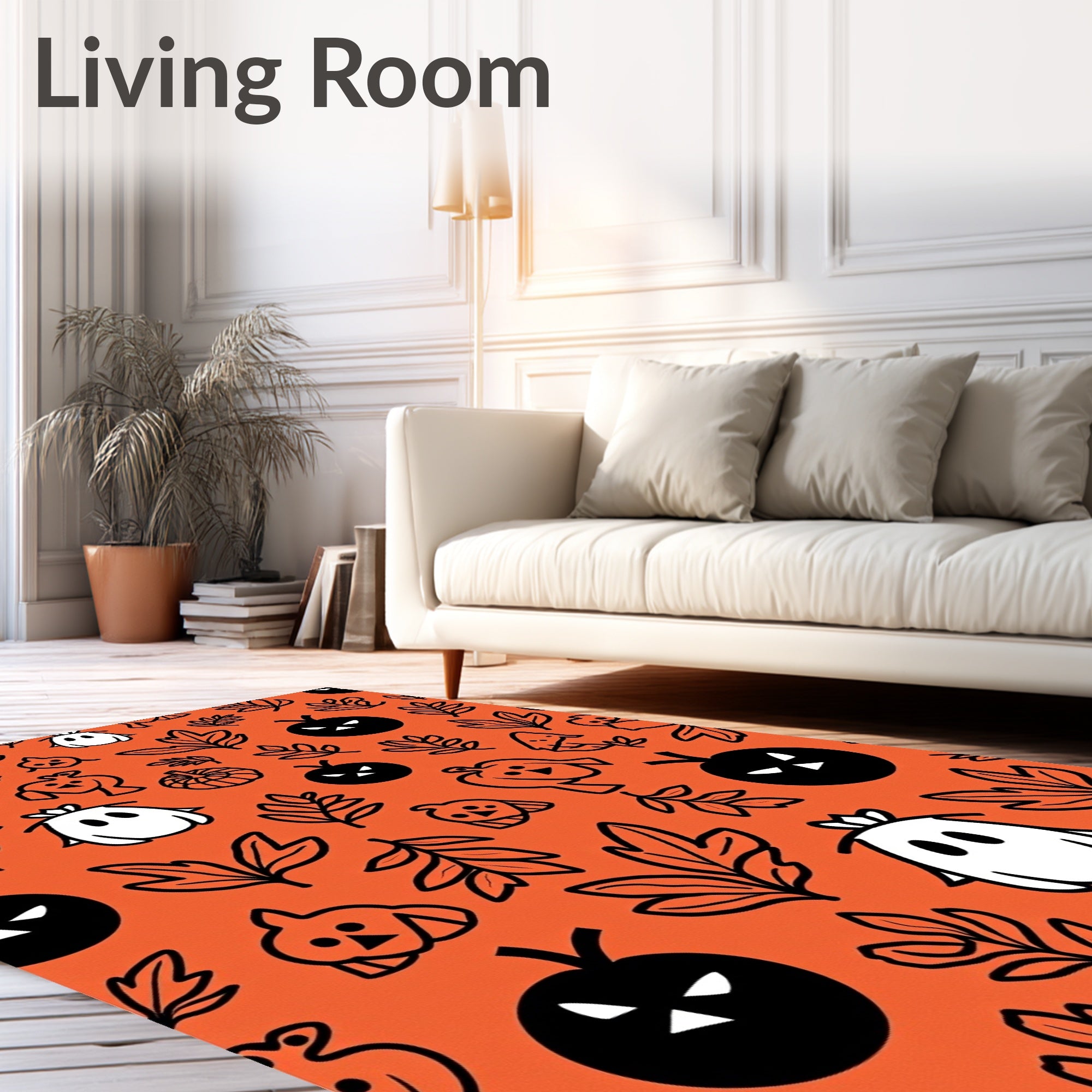 Spooky Orange Halloween Ghost Pumpkin Collection Rug