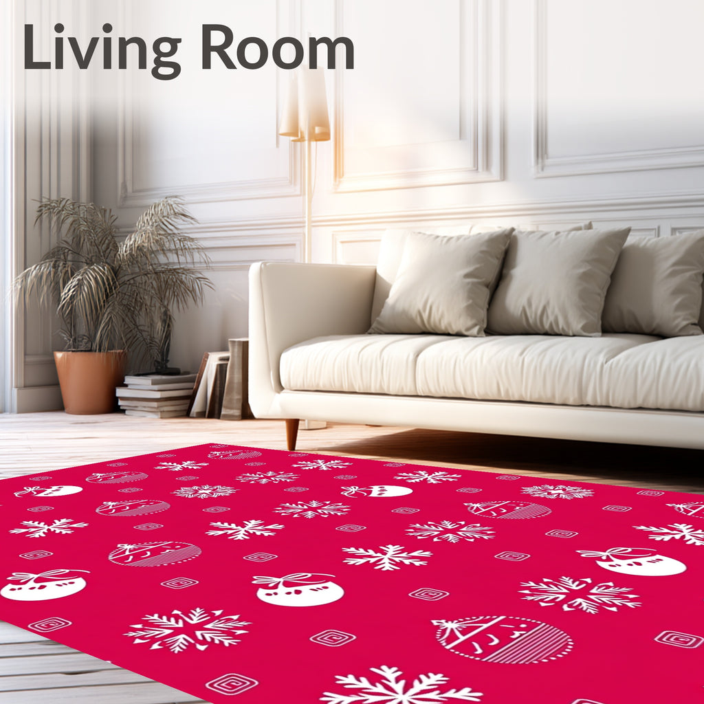 Crimson Snowflakes Baubles Holiday Accents Rug