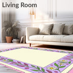 Lavender Floral Daisy Border Rug