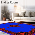 Royal Blue Red Ornamental Medallion Rug