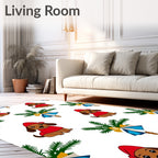 Festive Red Dog Green Pine Wreath Rug