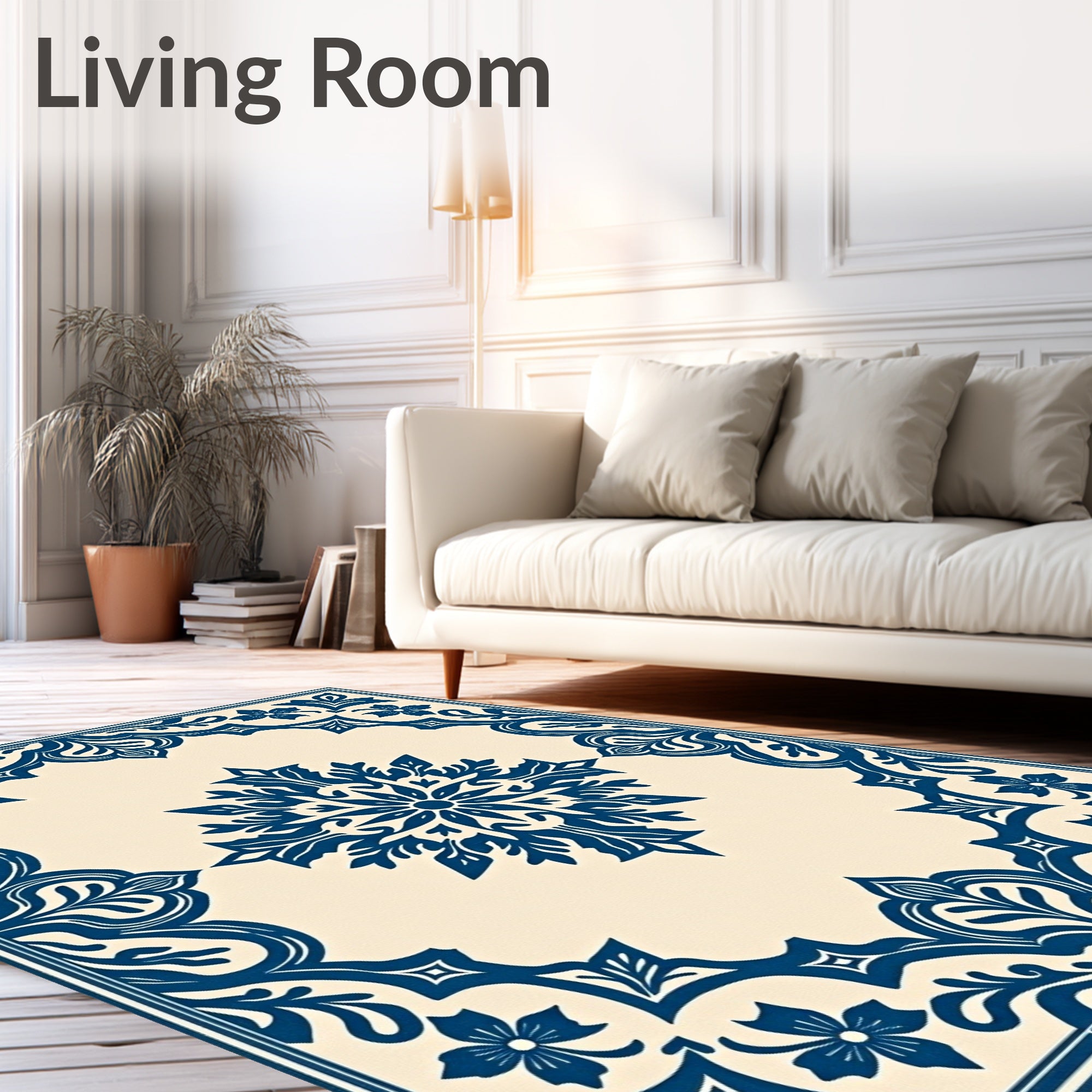 Navy Blue Ornate Floral Splendor Rug