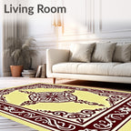 Deep Burgundy Floral Medallion Cream Rug