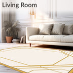Golden Art Deco Geometric Frame Rug