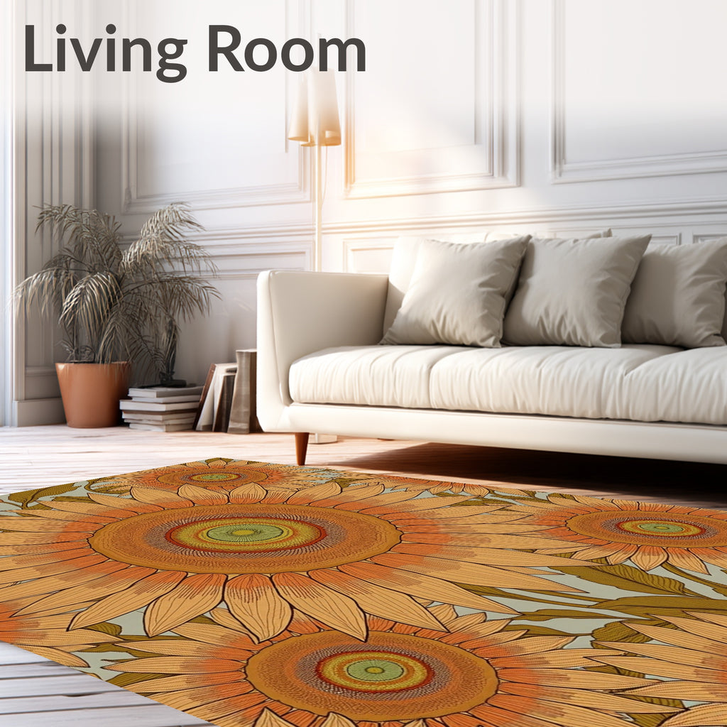 Ochre Sunflower Mandala Garden Rug