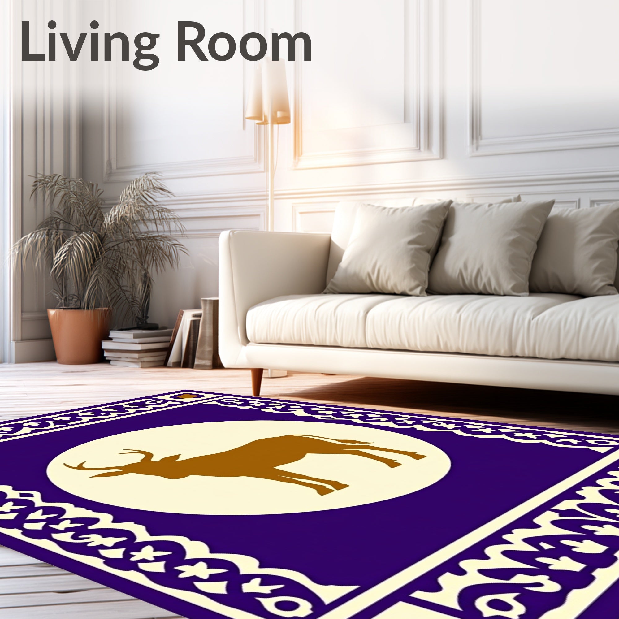 Deep Purple Golden Antelope Medallion Rug