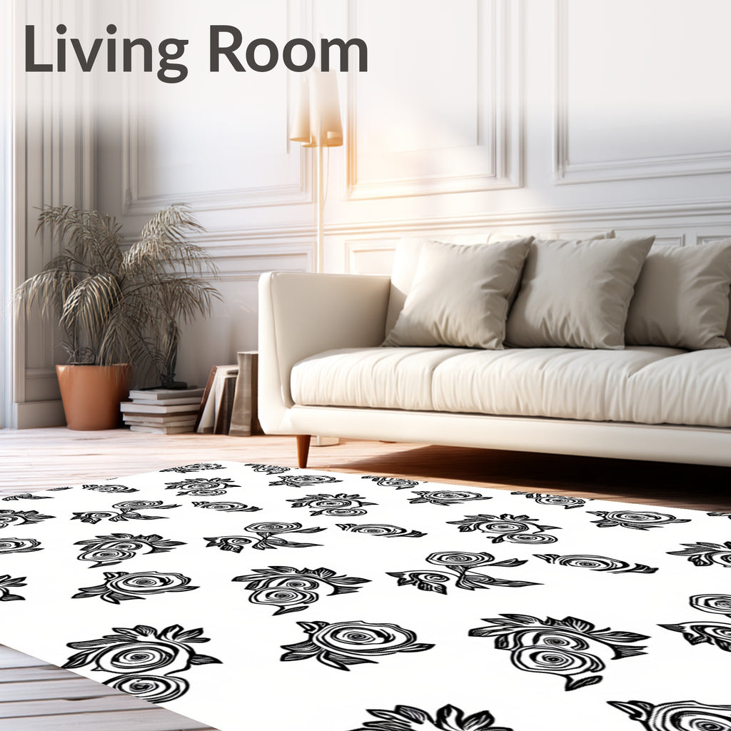 Monochromatic Rose Swirl Bouquet Arrangement Rug