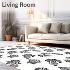 Monochromatic Rose Swirl Bouquet Arrangement Rug