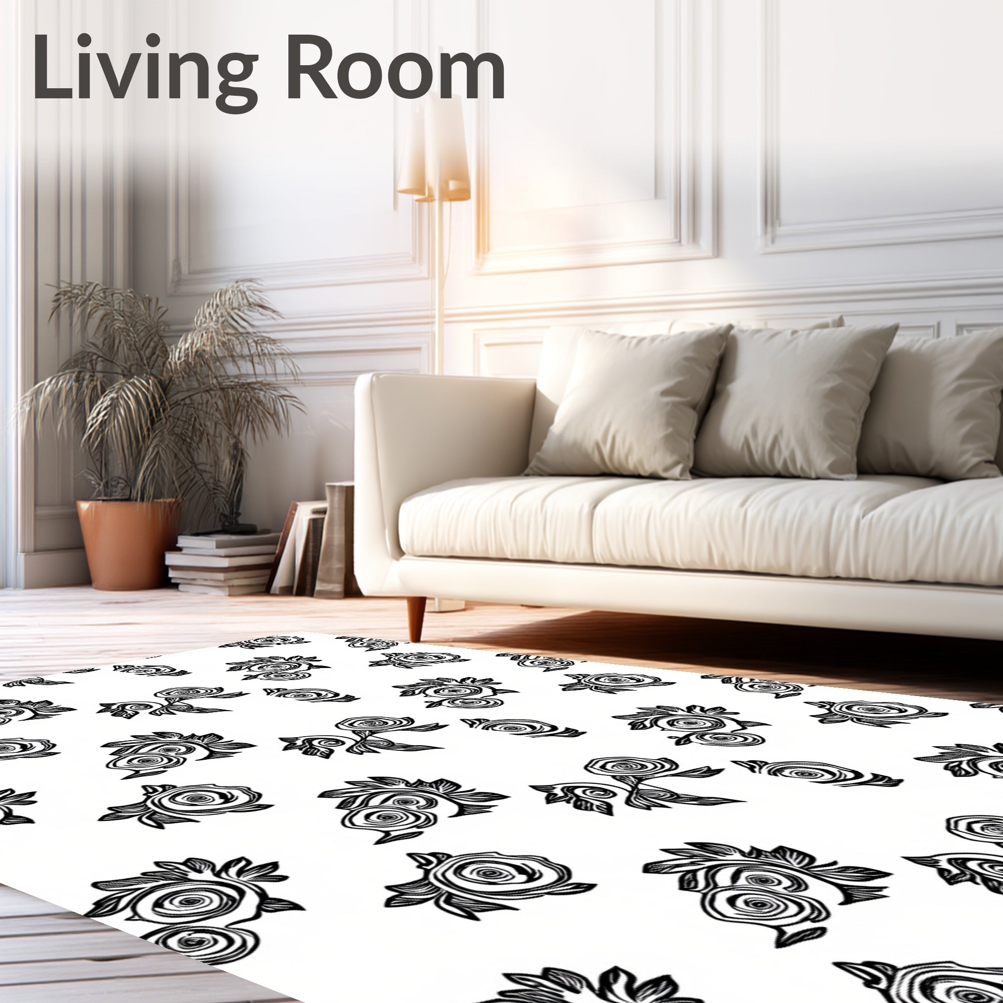 Monochromatic Rose Swirl Bouquet Arrangement Rug