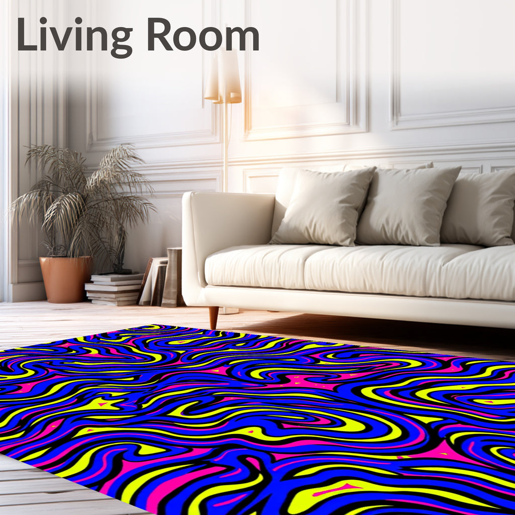 Vivid Electric Swirl Abstract Rug