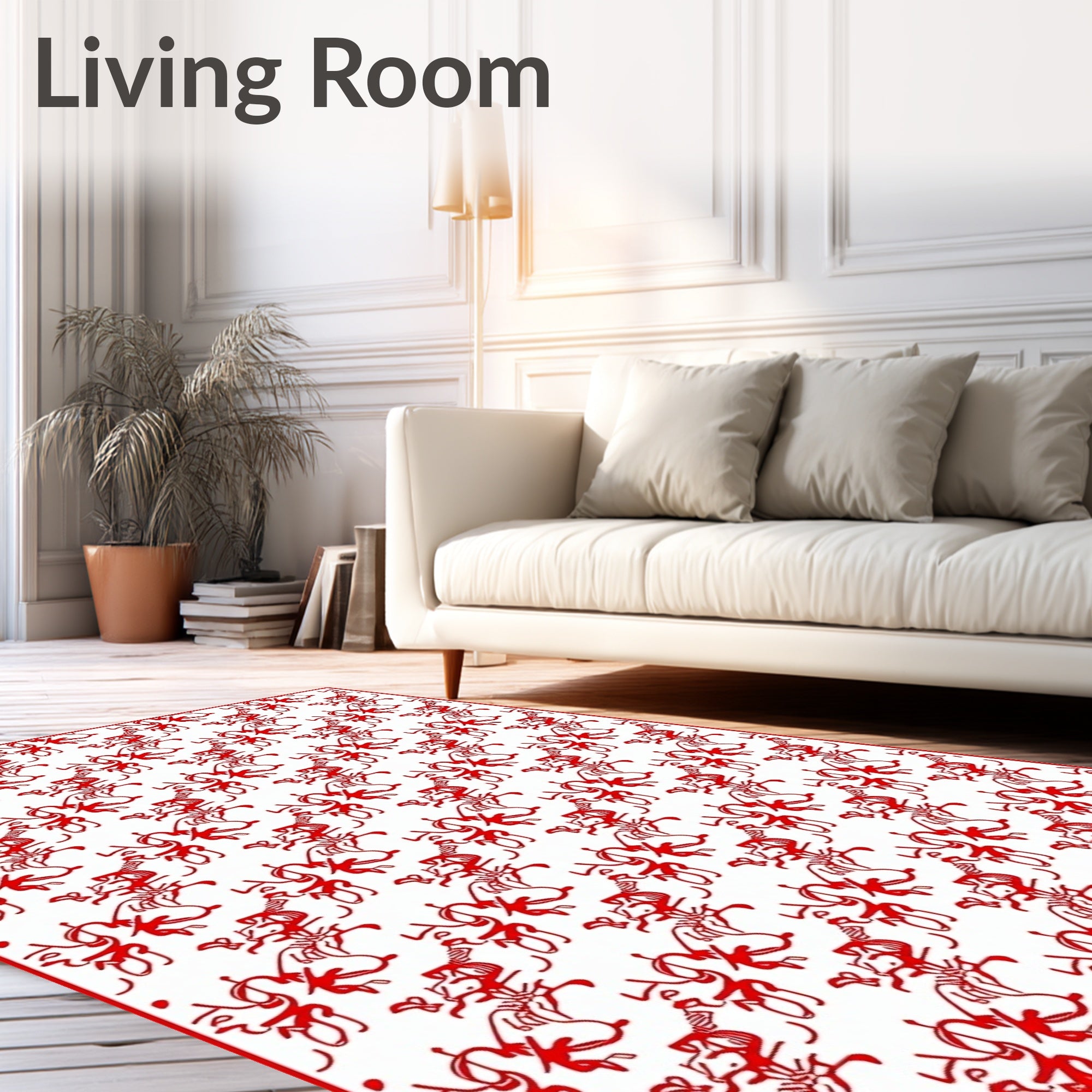 Bold Reds Scripted Animal Harmony Rug