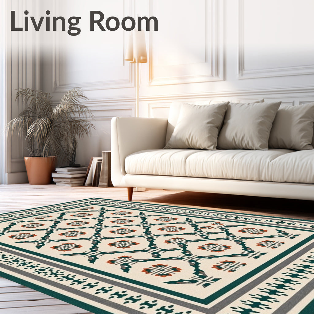 Geometric Medallion Stripe Cream Rug