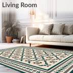 Geometric Medallion Stripe Cream Rug