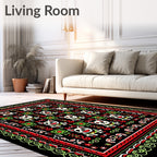 Whimsical Red Green Dog Repeat Rug