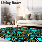 Abstract Turquoise Yellow Organic Forms Rug