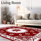 Rich Red Floral Garden Medallion Rug