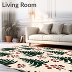Evergreen Emerald Trees Red Berries Rug