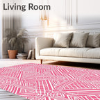 Vibrant Pink Geometric Netting Rug
