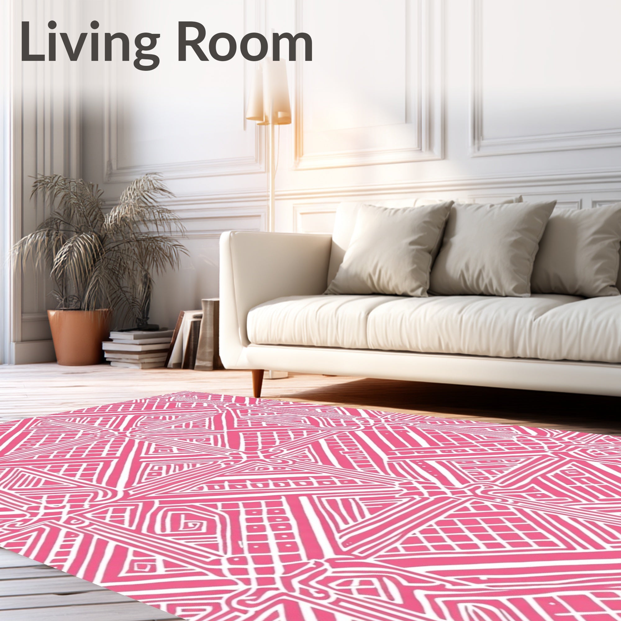 Vibrant Pink Geometric Netting Rug
